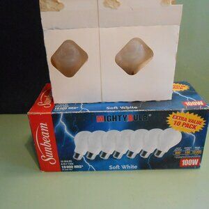9 Vintage Sunbeam Soft White 100 Watt Light Bulbs and 4 Sylvania 100 W NOS